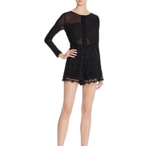 Astr Angie Shorts Romper Lace Mesh Black Illusion